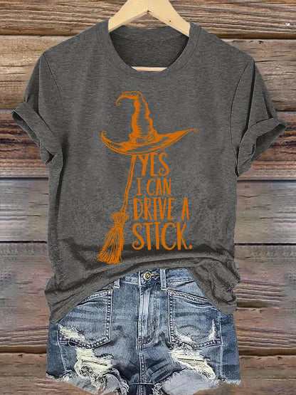 🔥HOT SALE🔥Women's Yes I Can Drive A Stick Print Round Neck T-shirt