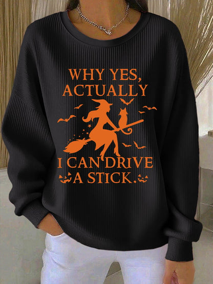 🔥HOT SALE🔥Women's Yes I Can Drive A Stick Print Round Neck Sweatshirt