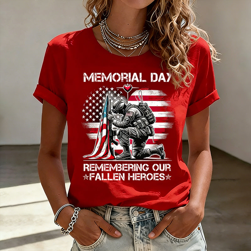 Women's Memorial Day Art Print Casual T-Shirt