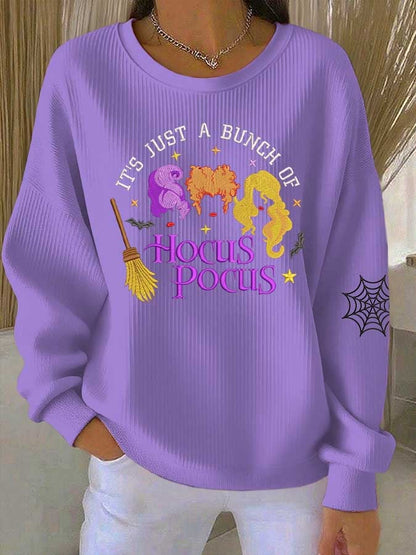 Women's "A Group of Witch Sisters" Halloween Print Casual Crew Neck Top