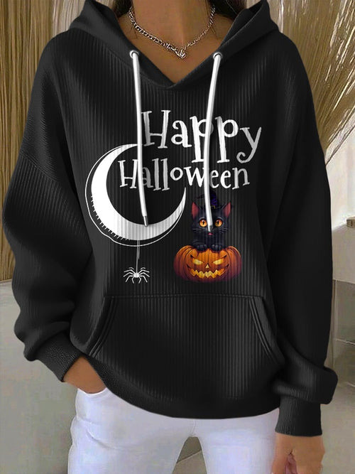 🔥HOT SALE🔥Women'S Casual Halloween Pumpkin Cat Hooded Sweatshirt