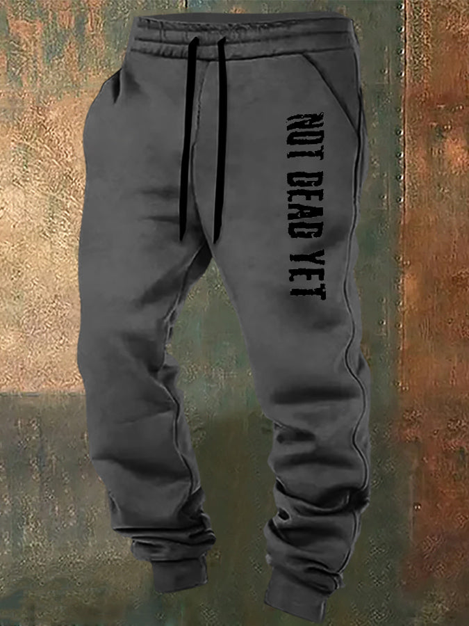 Not Dead Yet Pattern Print Casual  Casual Sweatpants