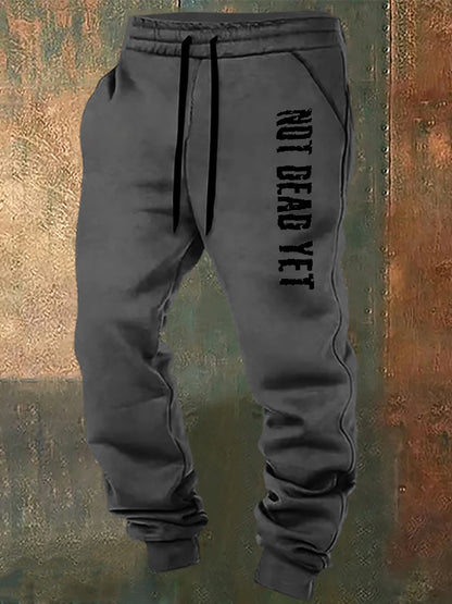 Not Dead Yet Pattern Print Casual  Casual Sweatpants