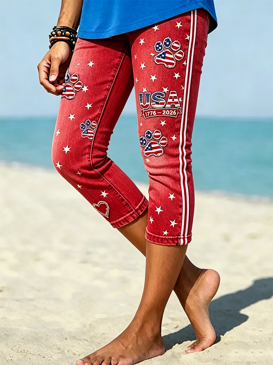 🔥Buy 3 Get 10% Off🔥Women's Retro Independence Day Flag Printed Leggings