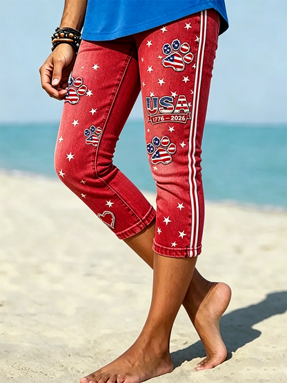 🔥Buy 3 Get 10% Off🔥Women's Retro Independence Day Flag Printed Leggings