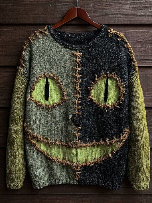 Men's Retro Color-Block Halloween Knit Top