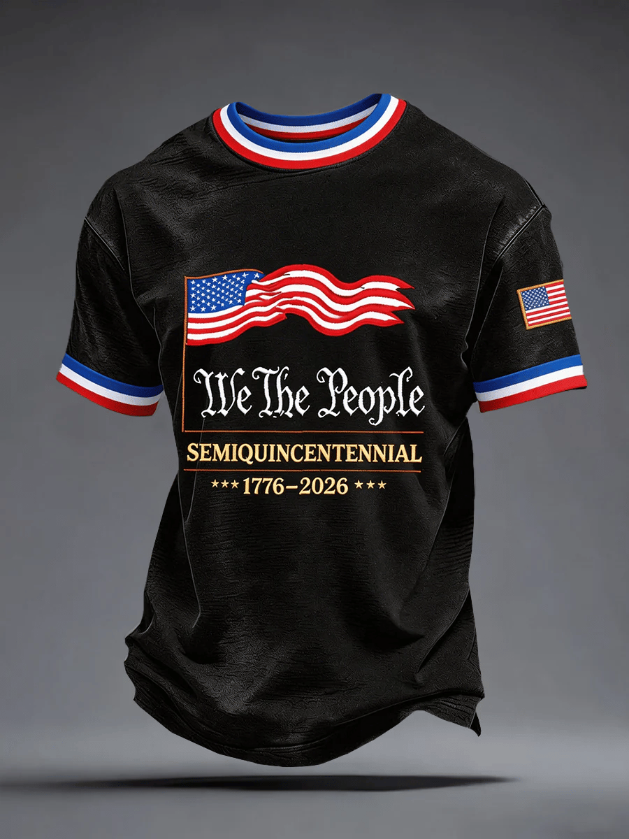 Men's USA 1776-2026 Print Casual T-Shirt