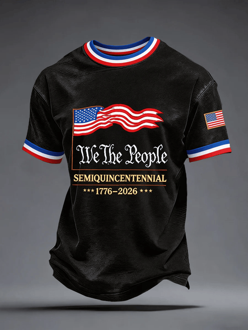 Men's USA 1776-2026 Print Casual T-Shirt