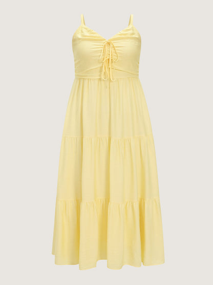 Ruched Bodice Tiered Flowy Maxi Dress