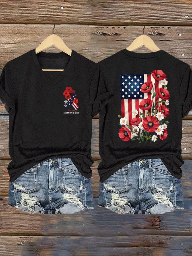 Women's Casual Memorial Day Printed Short-Sleeve T-Shirt