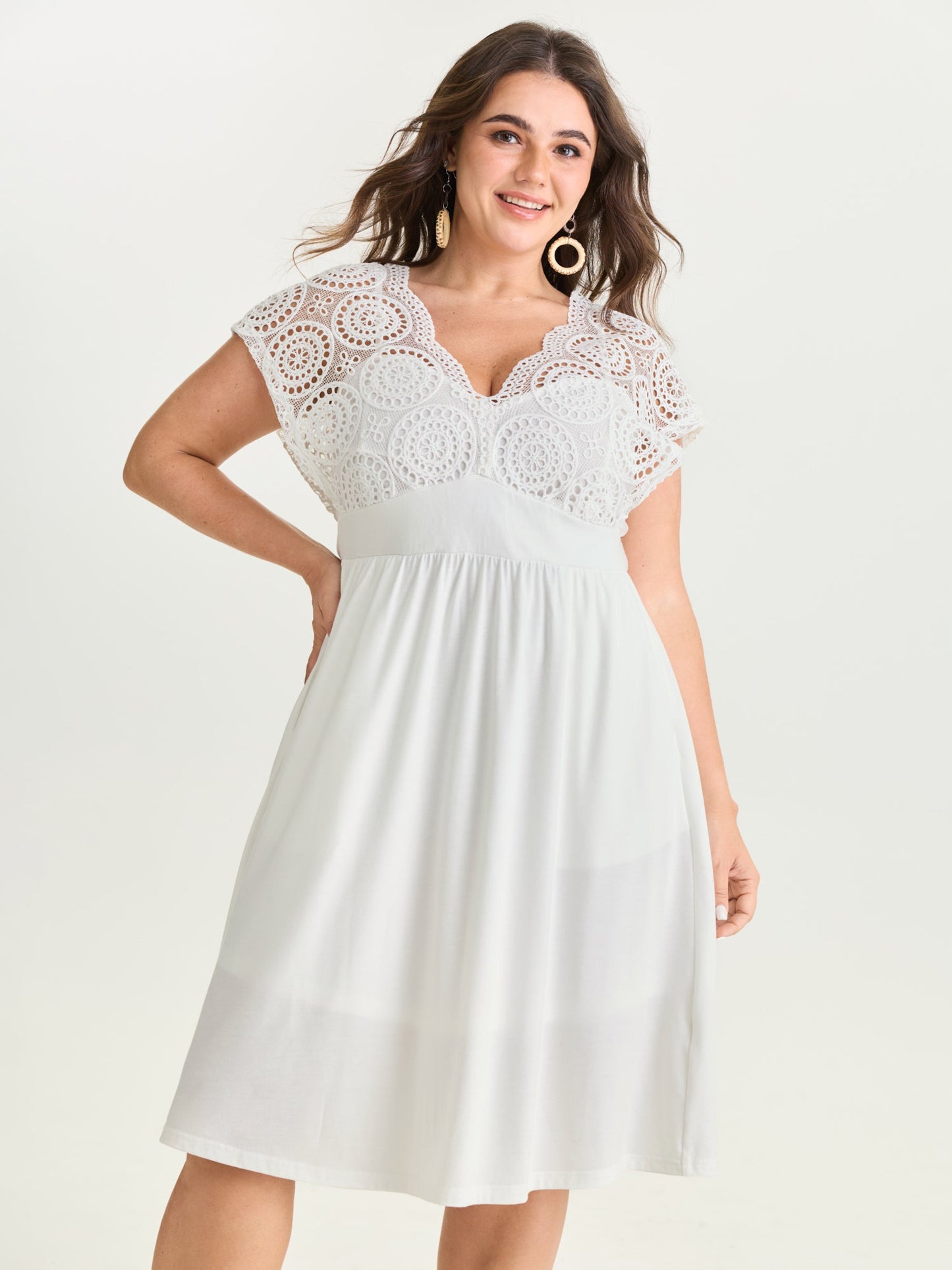 Sheer Lace Sleeve Flowy Mini Dress