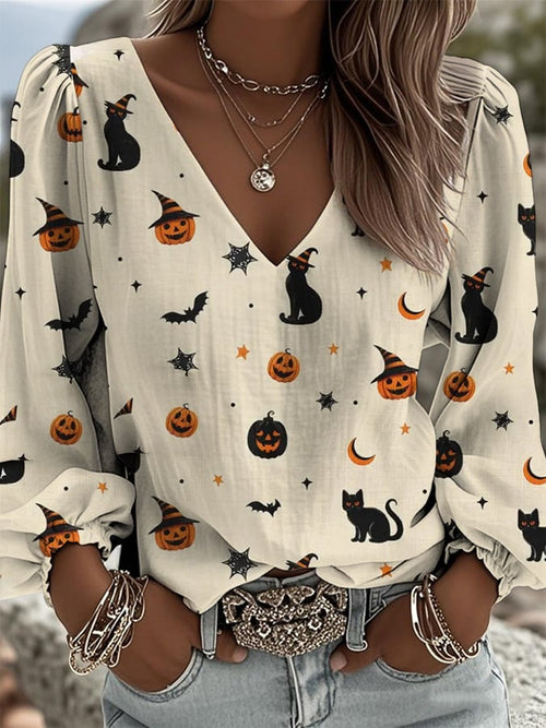 Women's Halloween Casual V-Neck Top