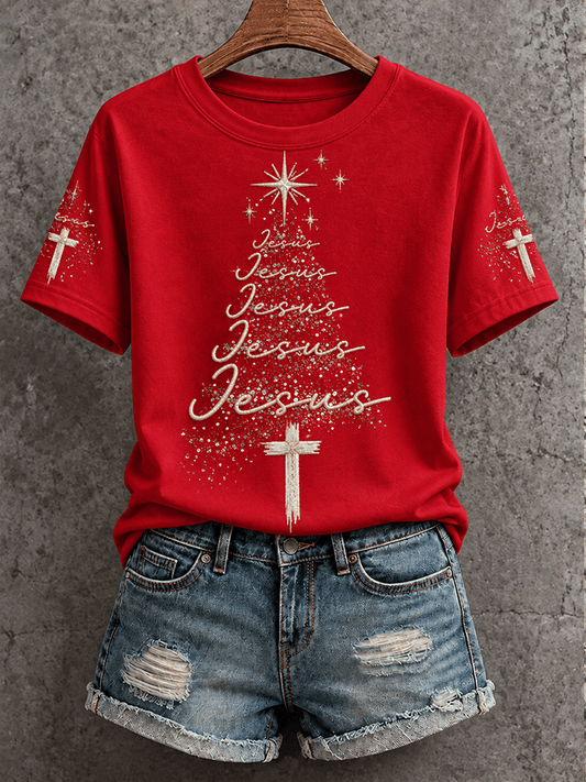 Women's “Jesus” Christmas Comfortable Round Neck Short Sleeve T-Shirt