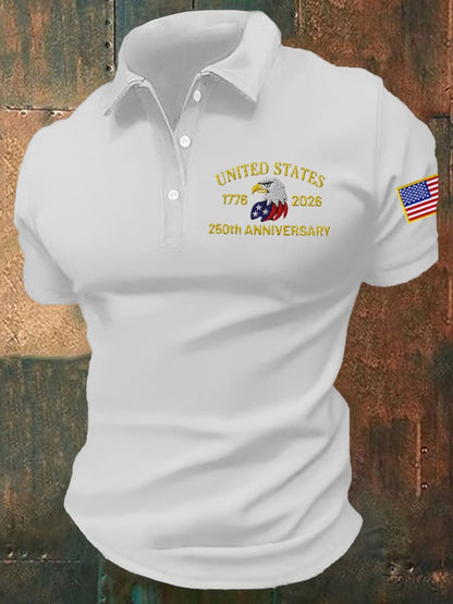 Men's America 250th Anniversary Print Casual Polo Shirt