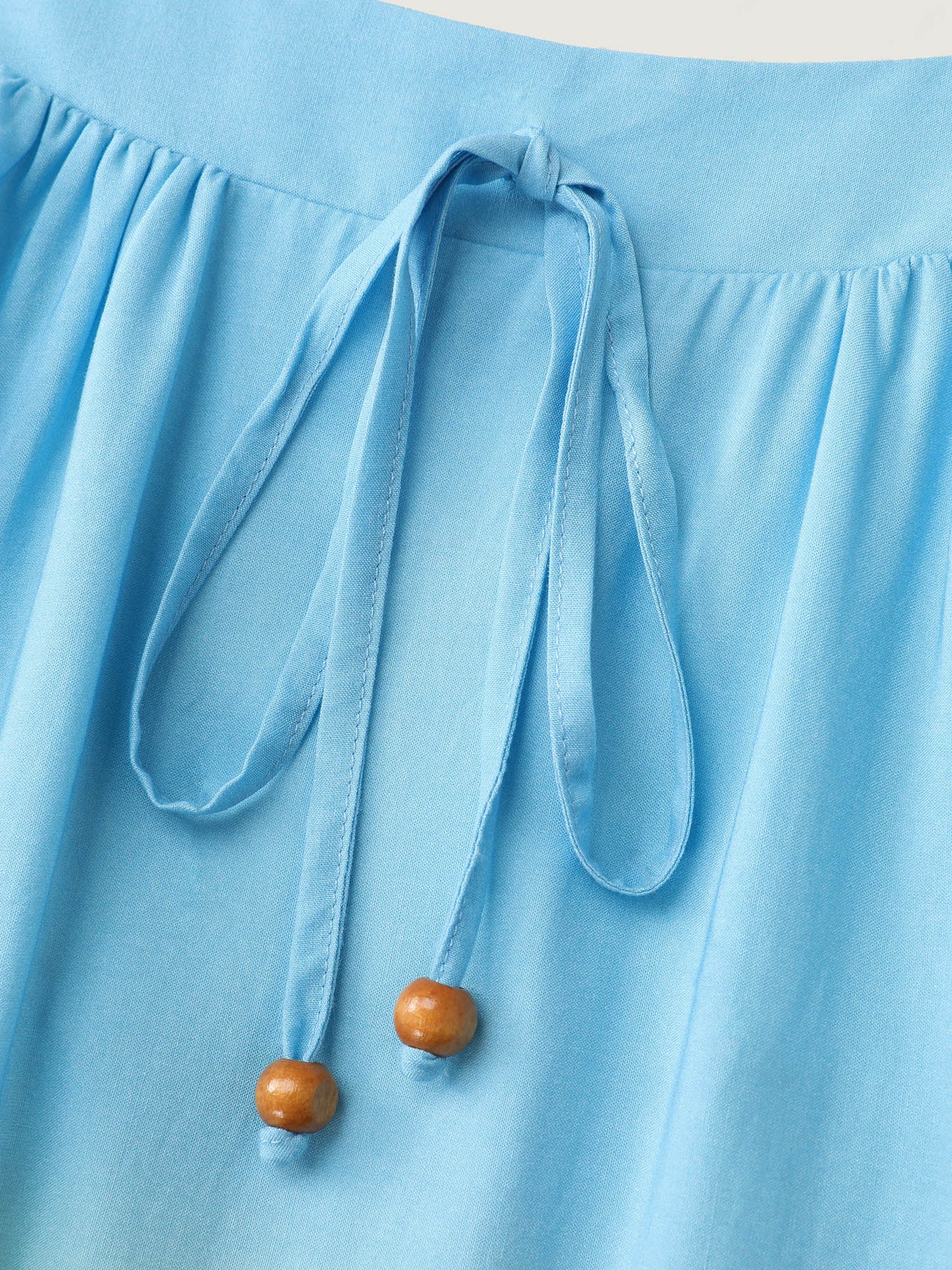 Ombre Drawstring Neckline Tiered Midi Dress