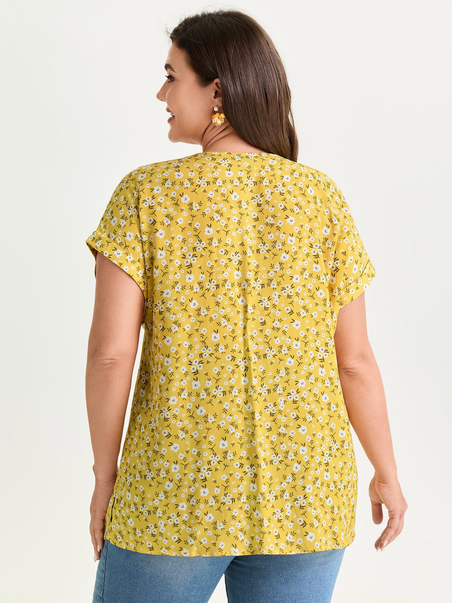 Floral Print V-Neck Dolman Sleeve Blouse