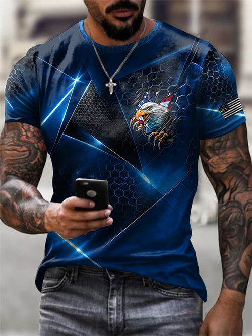Men's Vintage American Flag Print T-Shirt