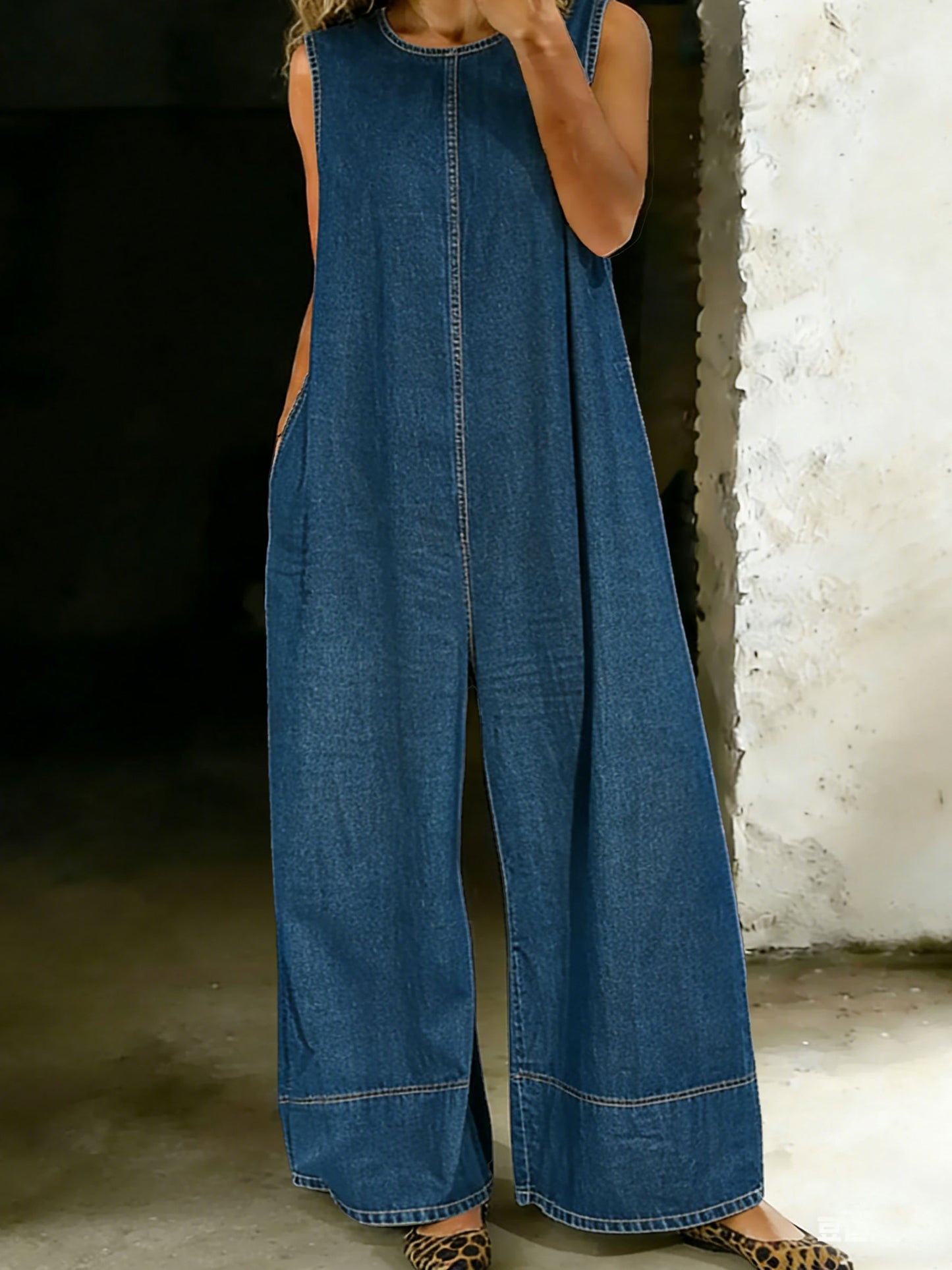 Women’s Cotton One Piece Shirt Denim Jumpsuit