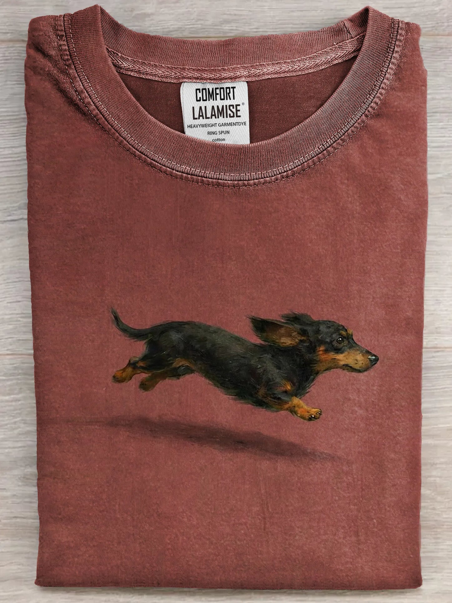 Funny Retro Cute Running Dog Art Print Casual Cotton Short Sleeve T-shirt