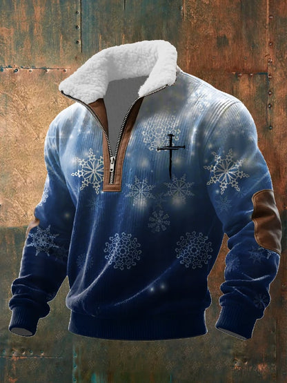 Men's Casual Christmas-themed Zipper Knit Sweatshirt