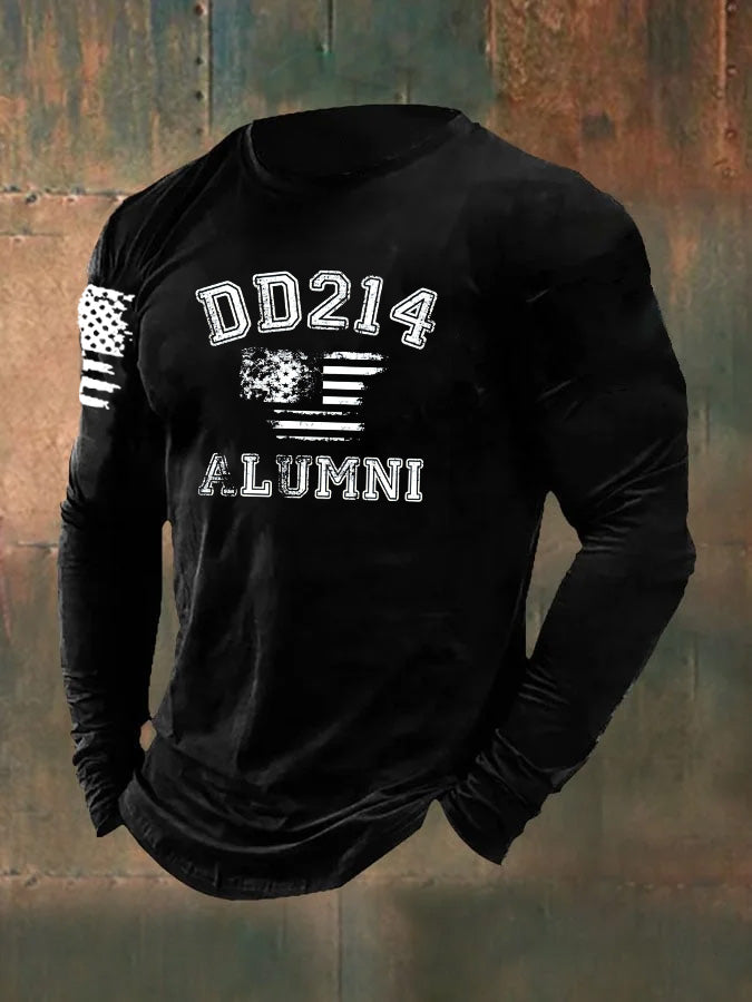 Men's DD214 Alumni Pattern Long Sleeve T-Shirt