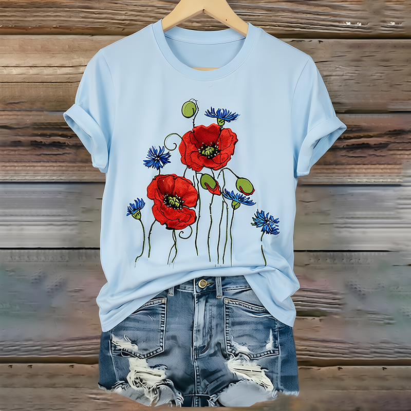 Women's "Red Friday" Poppy Commemorative Crew-Neck T-Shirt