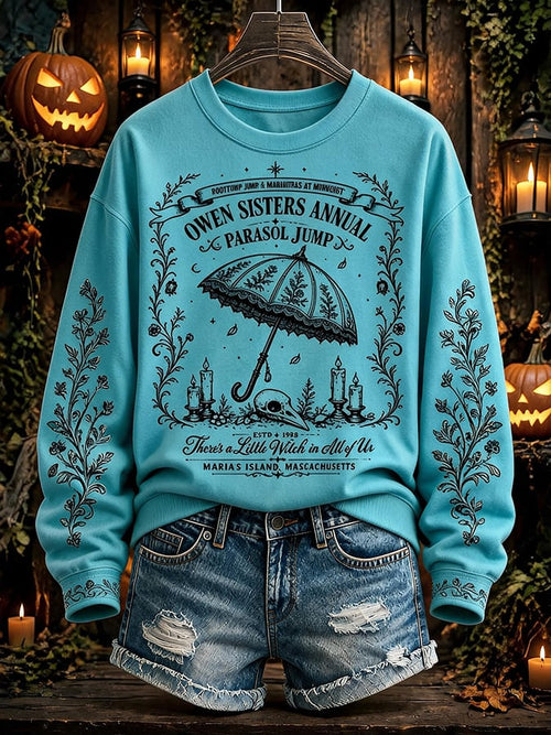 Women's Practical Magical Halloween Print Crew Neck Sweatshirt