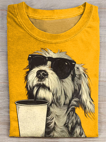 Funny Black Cat Art Print Casual Short Sleeve T-shirt