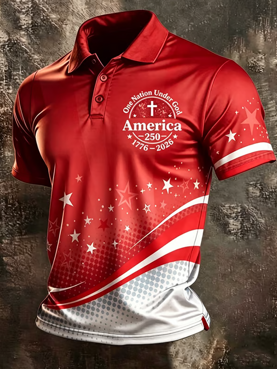 🔥Buy 3 Get 10% Off🔥Men's 250th Anniversary Print Business Polo Shirt