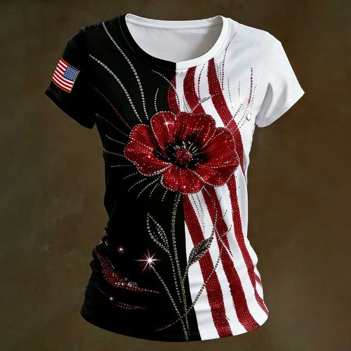 Women's Casual Memorial Day Print Short-Sleeve T-Shirt