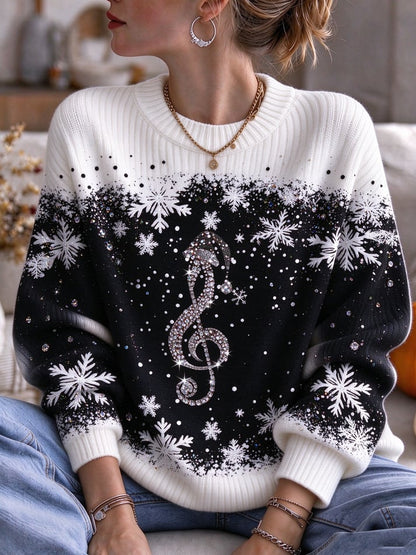 Women's Christmas Print Casual Knit Top