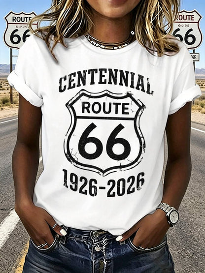 Women's Route 66 Centennial Print Casual T-shirt