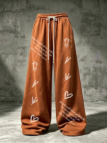 Women's Salt Rosemary Lavender Love Print Casual Pants