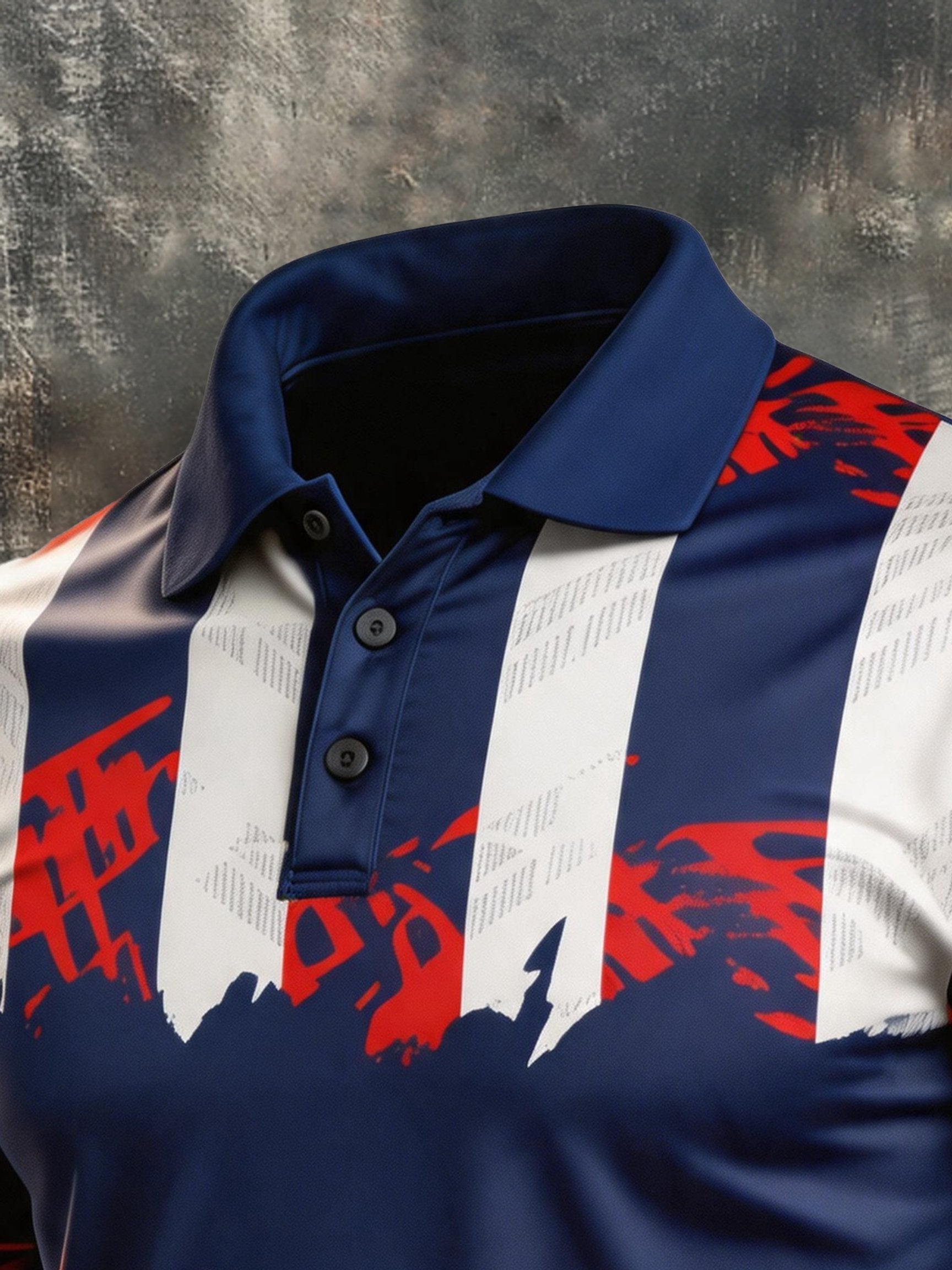 Men's Retro "Patriot" Color-Block Short-Sleeve Polo Shirt