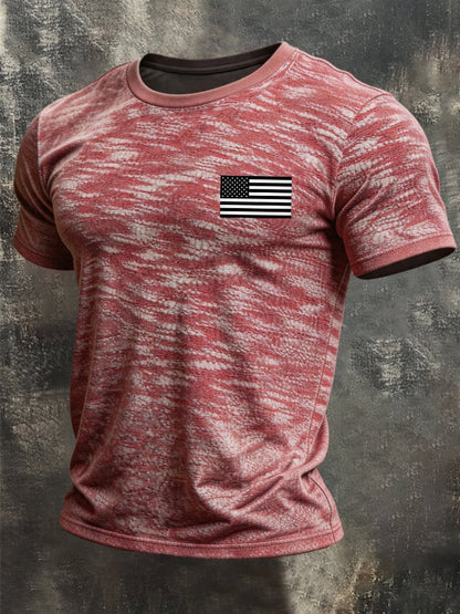 Men's Retro Biker "Route 66" Crew Neck Short-Sleeve T-Shirt