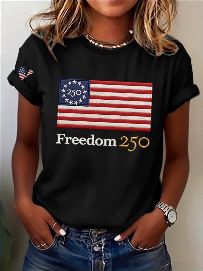 Retro 250th Anniversary 250 Freedom Print T-Shirt