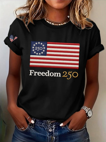 Retro 250th Anniversary 250 Freedom Print T-Shirt