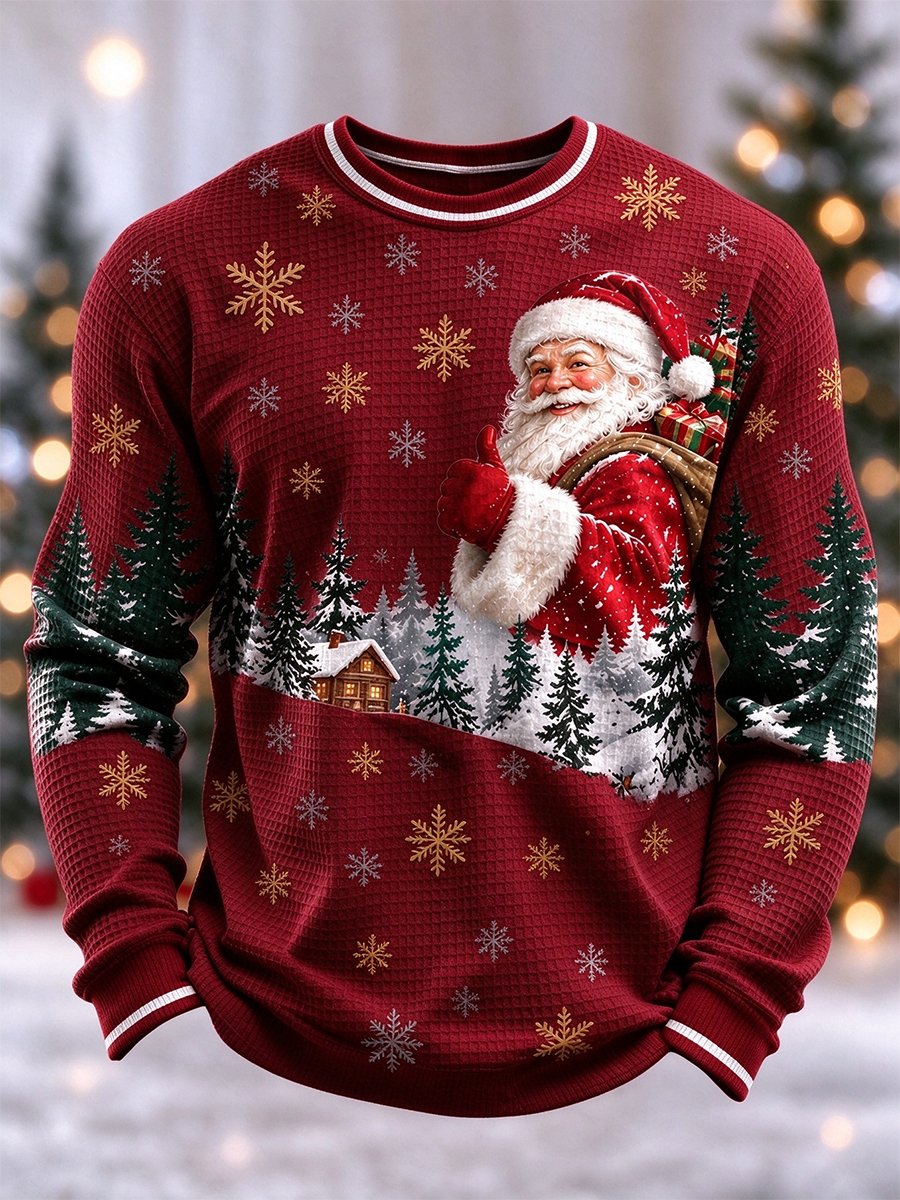 Men's Christmas Waffle Long Sleeve T-Shirt