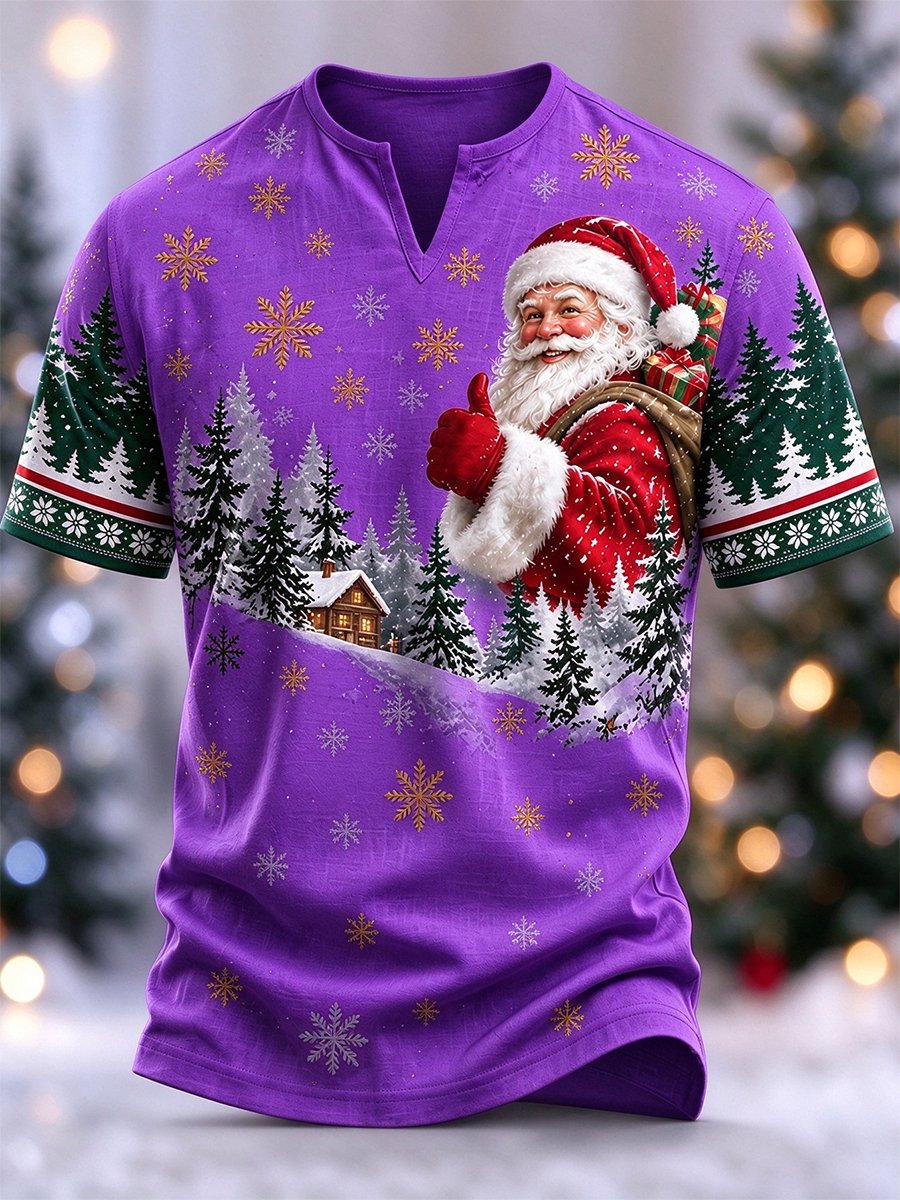 Men's Christmas Faux-Linen T-shirt