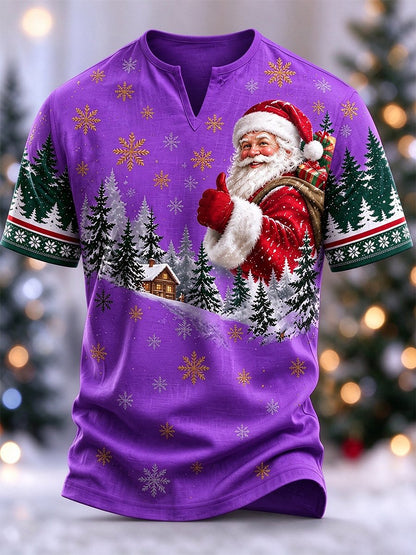 Men's Christmas Faux-Linen T-shirt