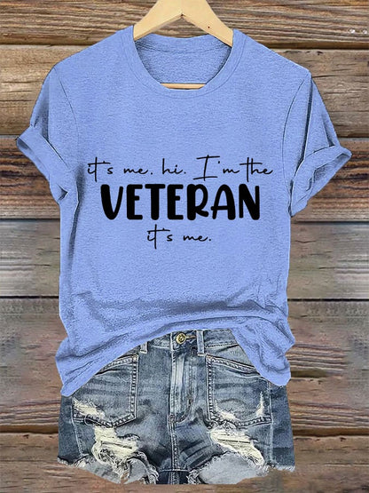 Women's "It's me, hi! I'm the VETERAN it's me" printed T-shirt