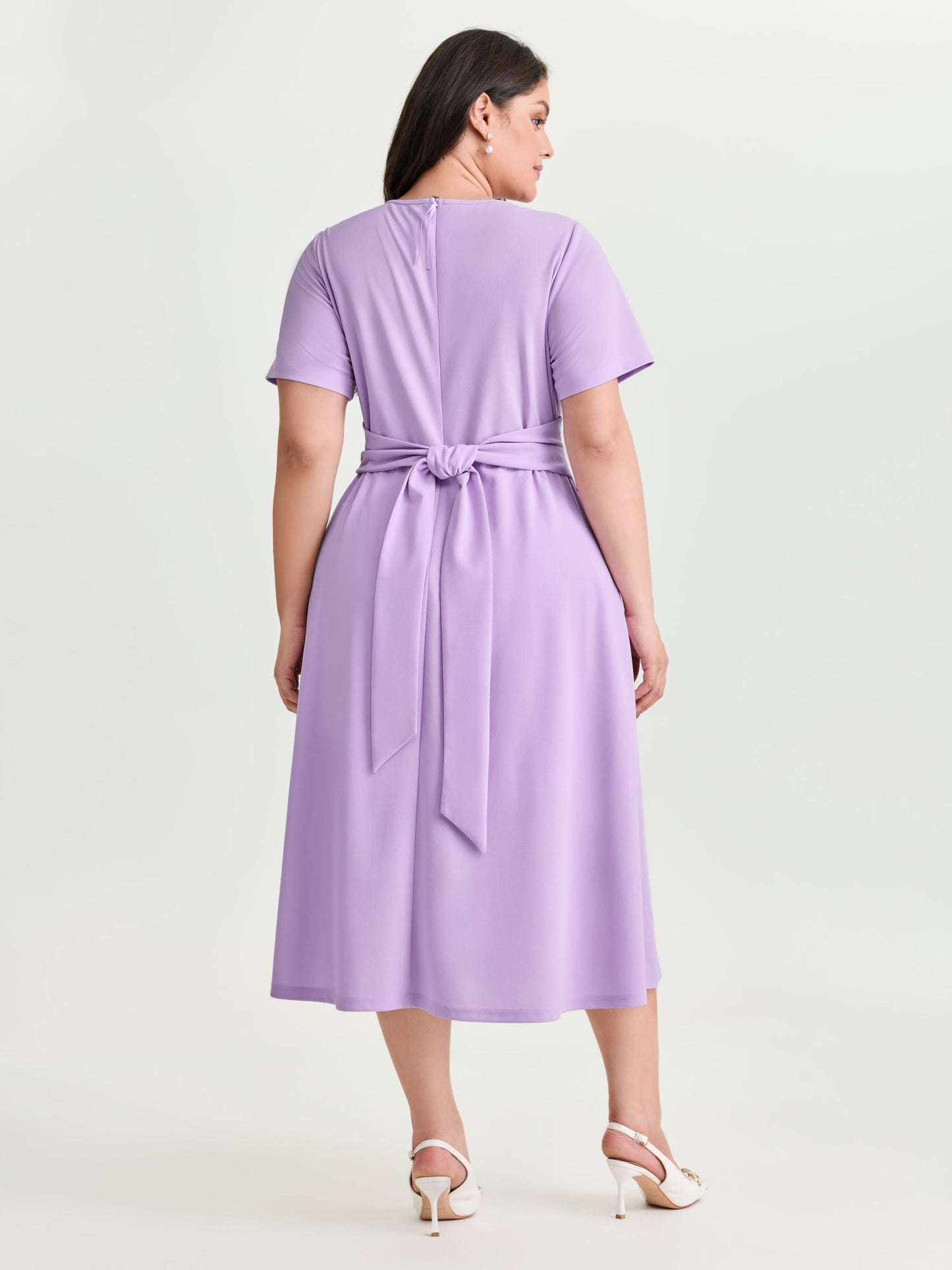 Stretchy Keyhole Neckline Fit And Flare Midi Dress