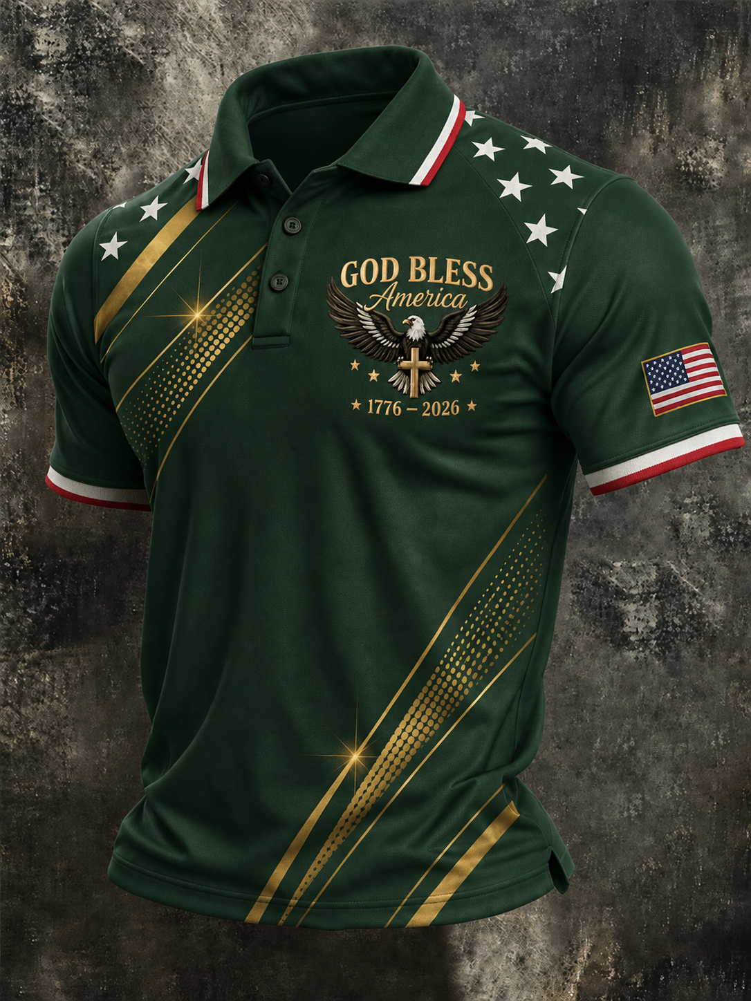 Men'S Retro American Patriots Independence Day 250Th Anniversary Commemorative Lapel Short Sleeved Shirt