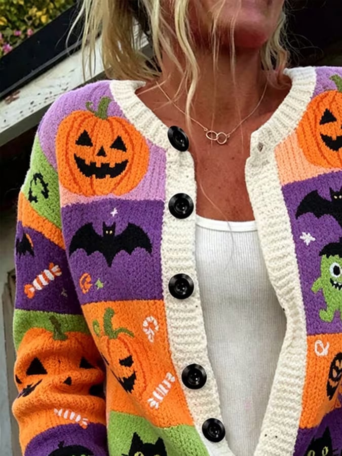 Women's Casual Halloween Print Cardigan