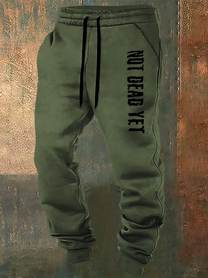 Not Dead Yet Pattern Print Casual  Casual Sweatpants