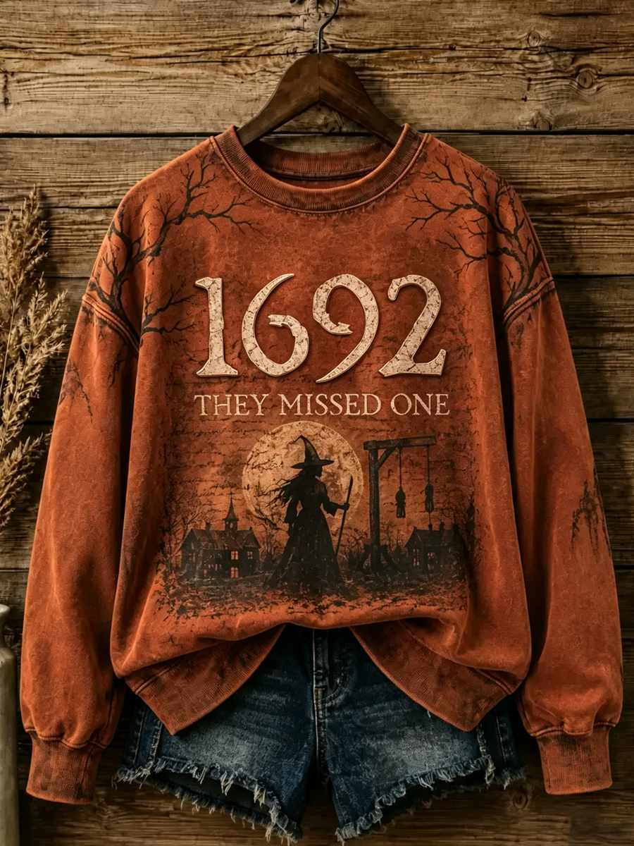 Women's Halloween 1692 They Missed One Printed Sweatshirt