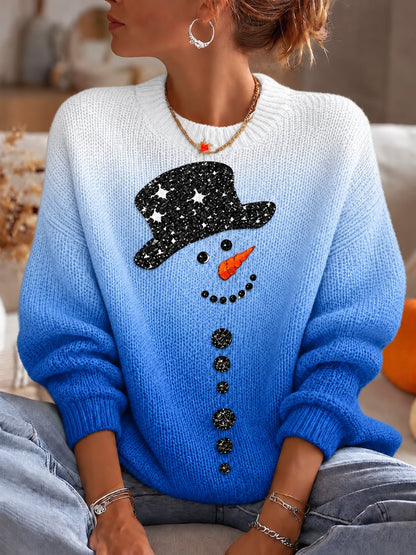 Women'S Christmas Print Crew Neck Long-Sleeve Sweatshirt