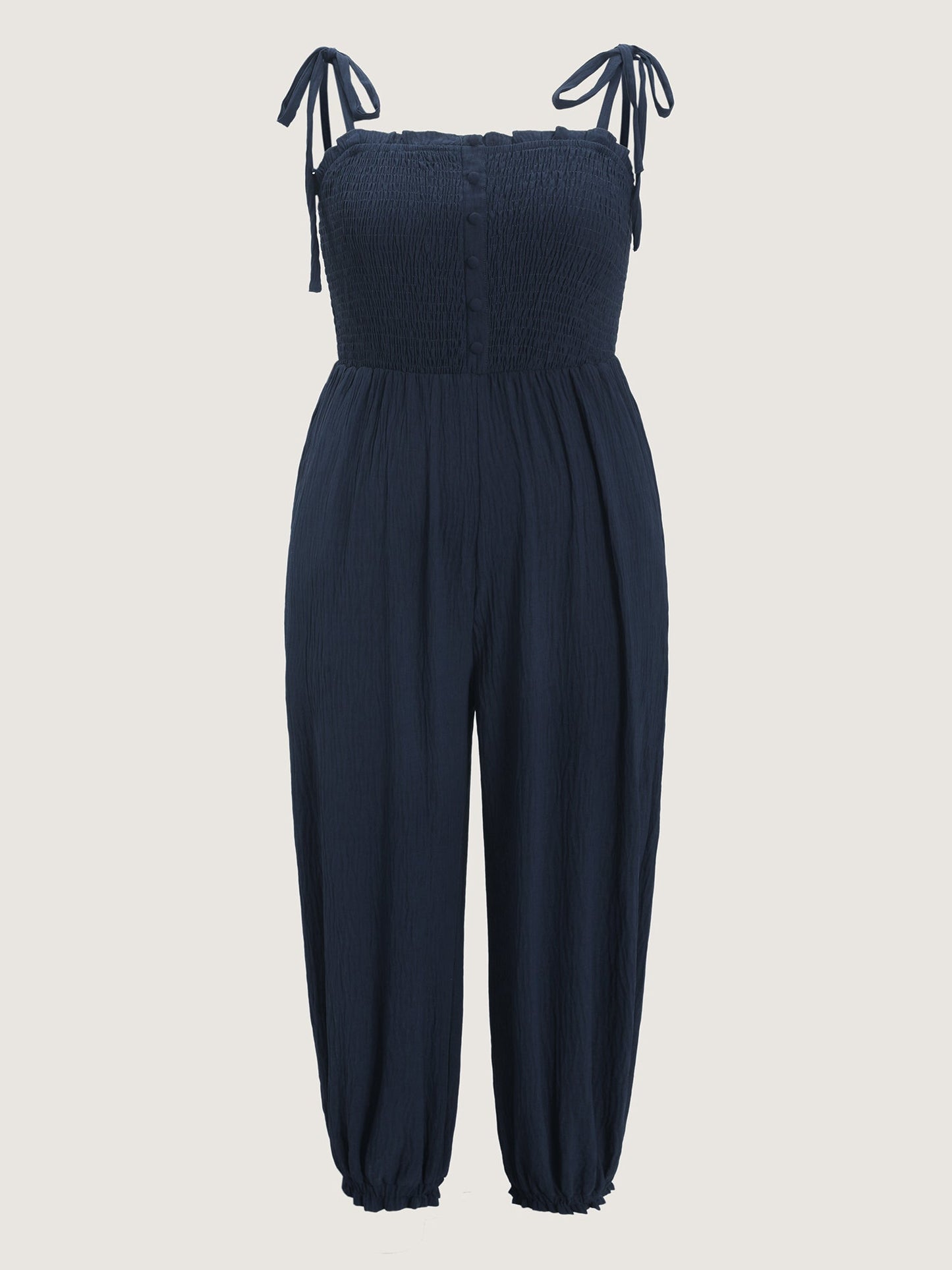 Cute Shoulder-Tie Cuffed Hem Jumpsuit