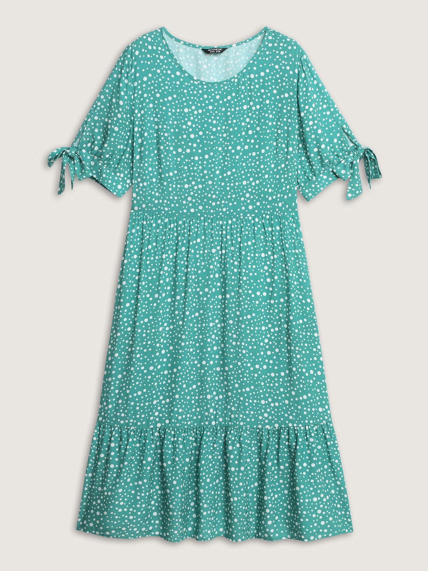 Polka Dot Sleeve Ties Midi Dress