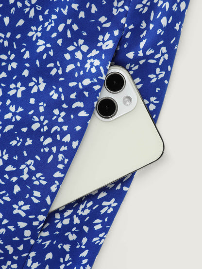 Micro Floral Print Bow-Tie Neckline Mini Dress